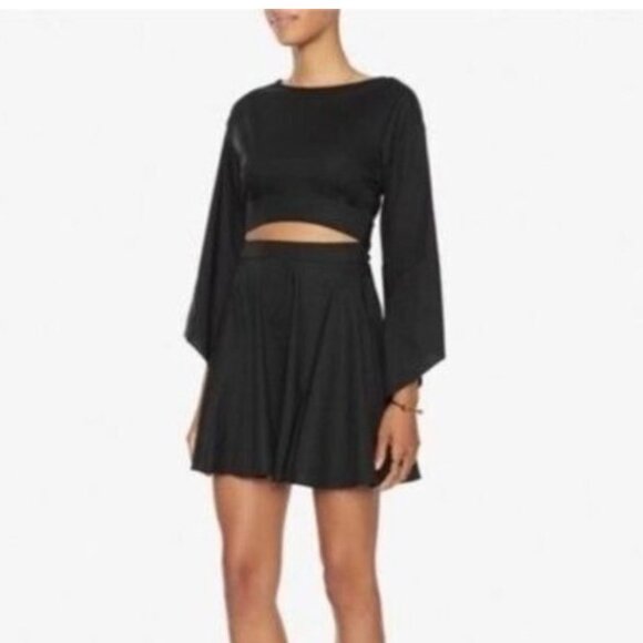 INTERMIX Dresses & Skirts - Intermix Black Cutout Midriff Bell Sleeve Mini Dress